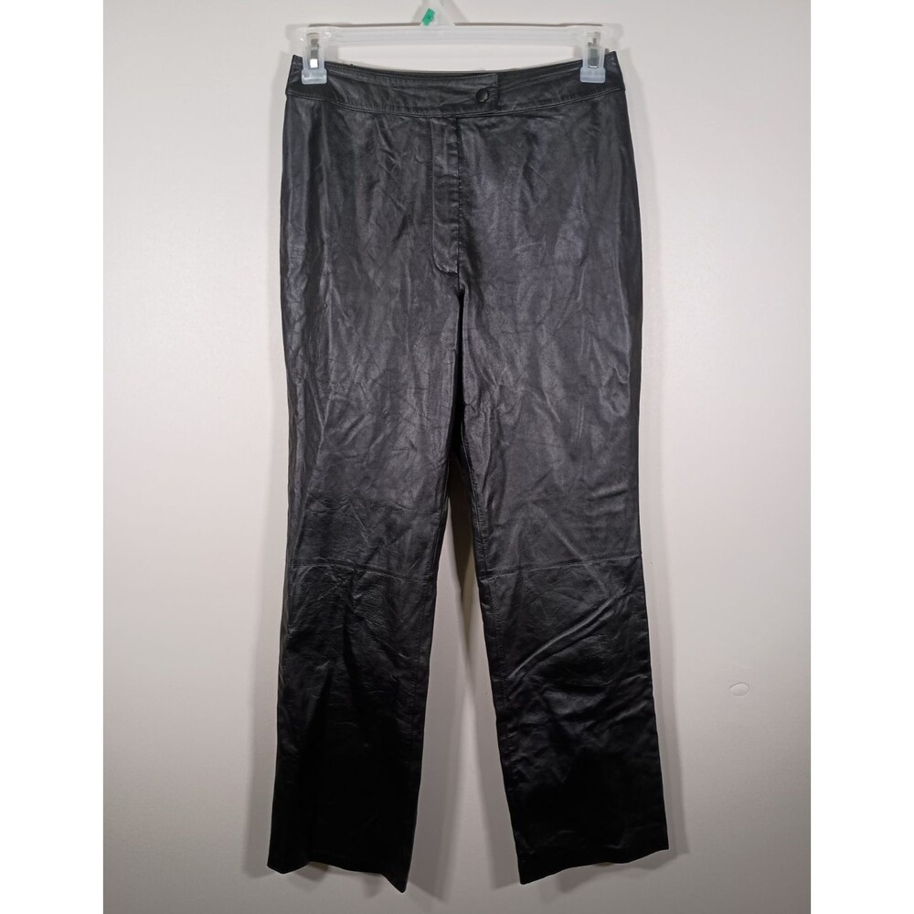 Classiques Entier Womens Black High Rise Leather Bootcut Pants Size 6